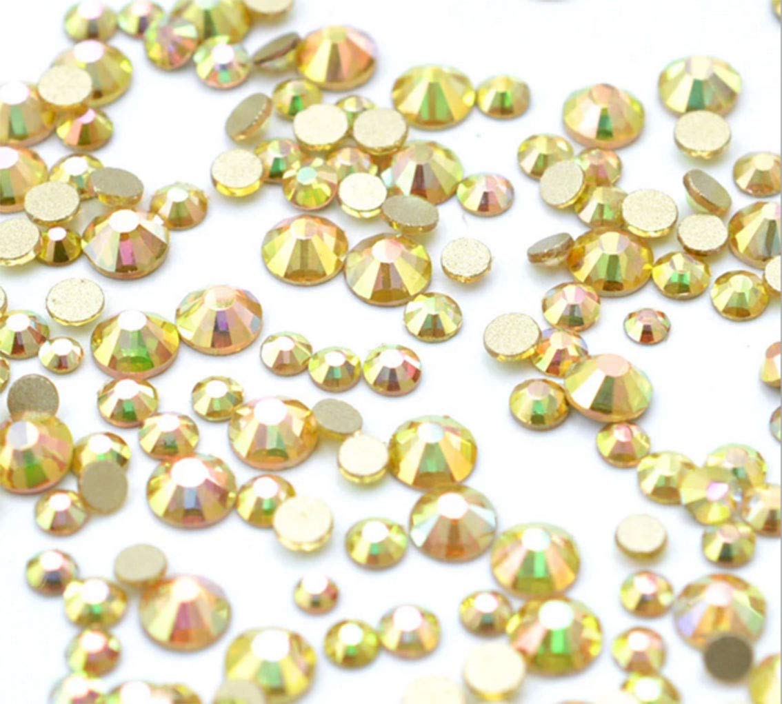 Rhinestones flat back gems round DIY decorative Nail Face and apparel accessories ss3-20 mix size(4320pcs metal sunshine)