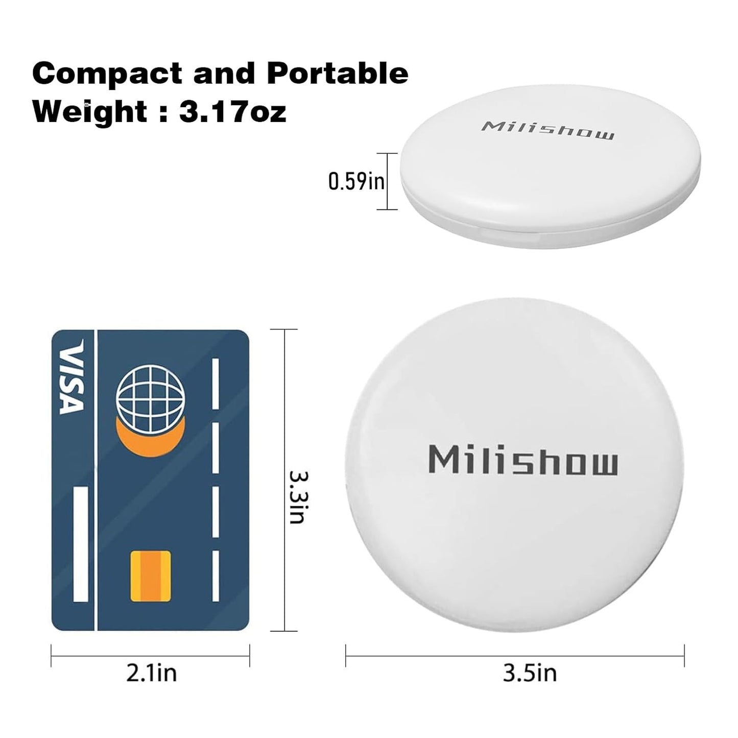 Compact Mirror with LED Light,1x/10x Magnifying Rechargeable Mirror,3.5in, Dimmable Travel Mirror for Purse,Pocket,Handheld 2-Sided Makeup Mirror