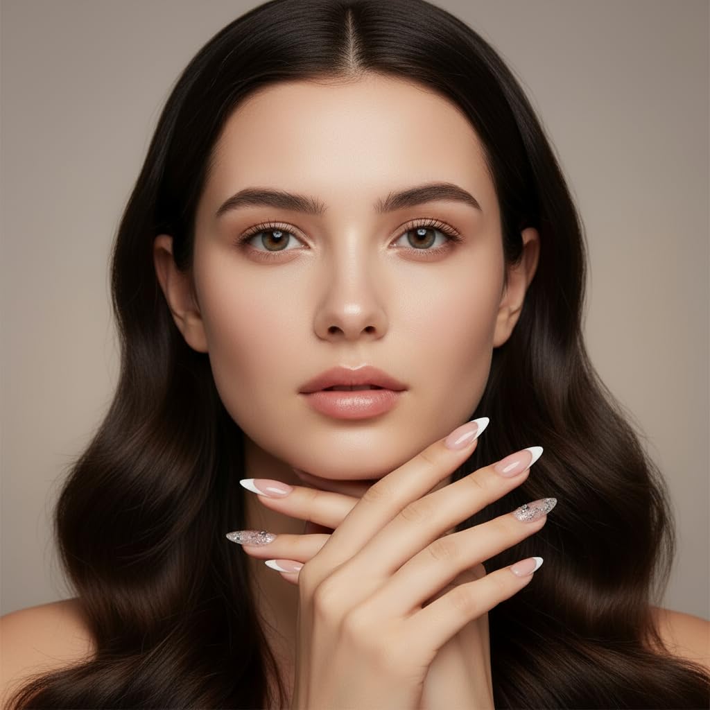 TOMICCA Nail Tips Medium Almond Nail Tips 240Pcs Clear Acrylic Nails Pre-shape Gel Nails for Nail Extension False Nail Tips 12 Sizes