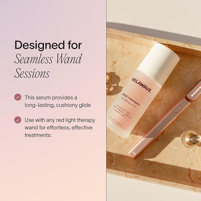 Solawave Wand Skin Therapy Activating Serum | Hyaluronic Acid and Peptides | Enhance Skincare Device Results | Hydrating Microcurrent Galvanic Current | Wrinkle Smoothing