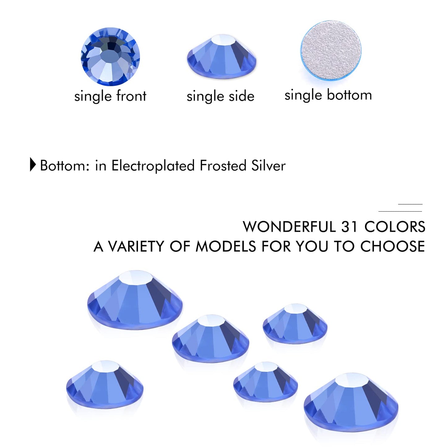 1440Pcs Light Blue Crystal Rhinestones,Glass Flatback Rhinestones Gemstones for Nail Face Makeup Art Crafts Clothes Decoration - (SS12,3.0mm,Light Blue)