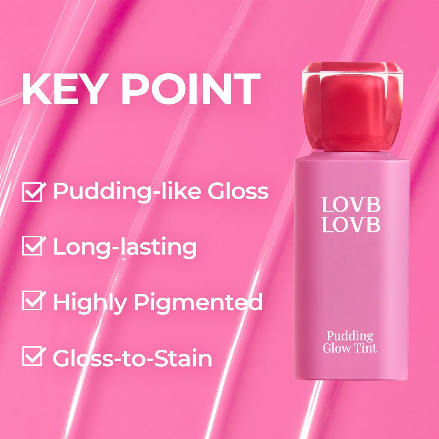 Pudding Glow Korean Lip Tint | Natural Lip Stain | Gloss to Stain | Long-Lasting & Non-Sticky | Lightweight Lip Tint 0.14 oz. (02 ENDING ROSE)