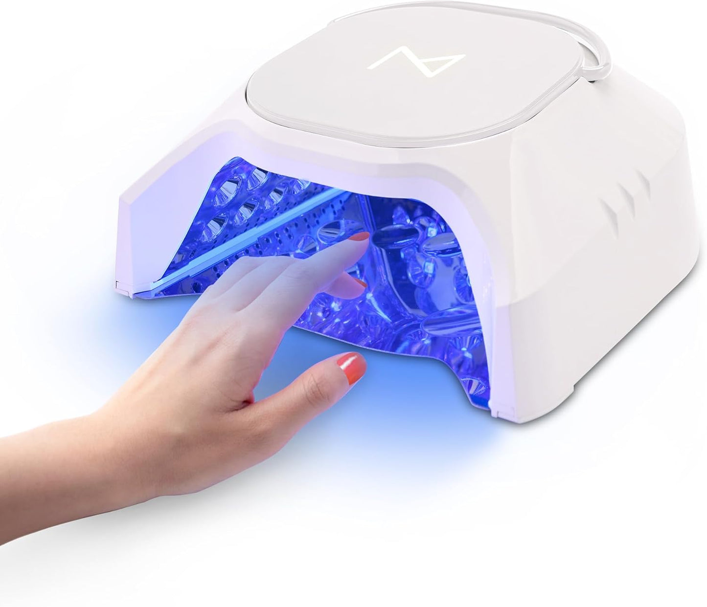 M - GlowPro Professional Hybrid 86W Wireless Rechargeable UV LED Nail Curing Lamp Cordless Nail Dryer for Gel Nails, Manicure, Pedicure (White)