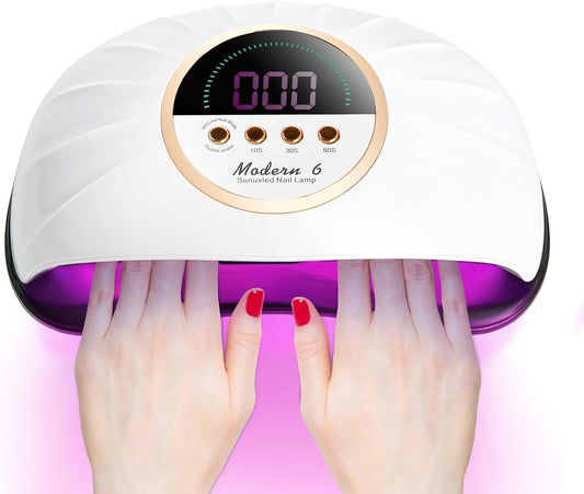 Professional UV Light for Nails, 268W LED UV Nail Lamp for Gel Nail Polish with 4-Timer Auto Sensor, Large Space Gel Nail Lamp for 2 Hands with 69 PCS LED Beads, Nail Dryer for Salon & Home