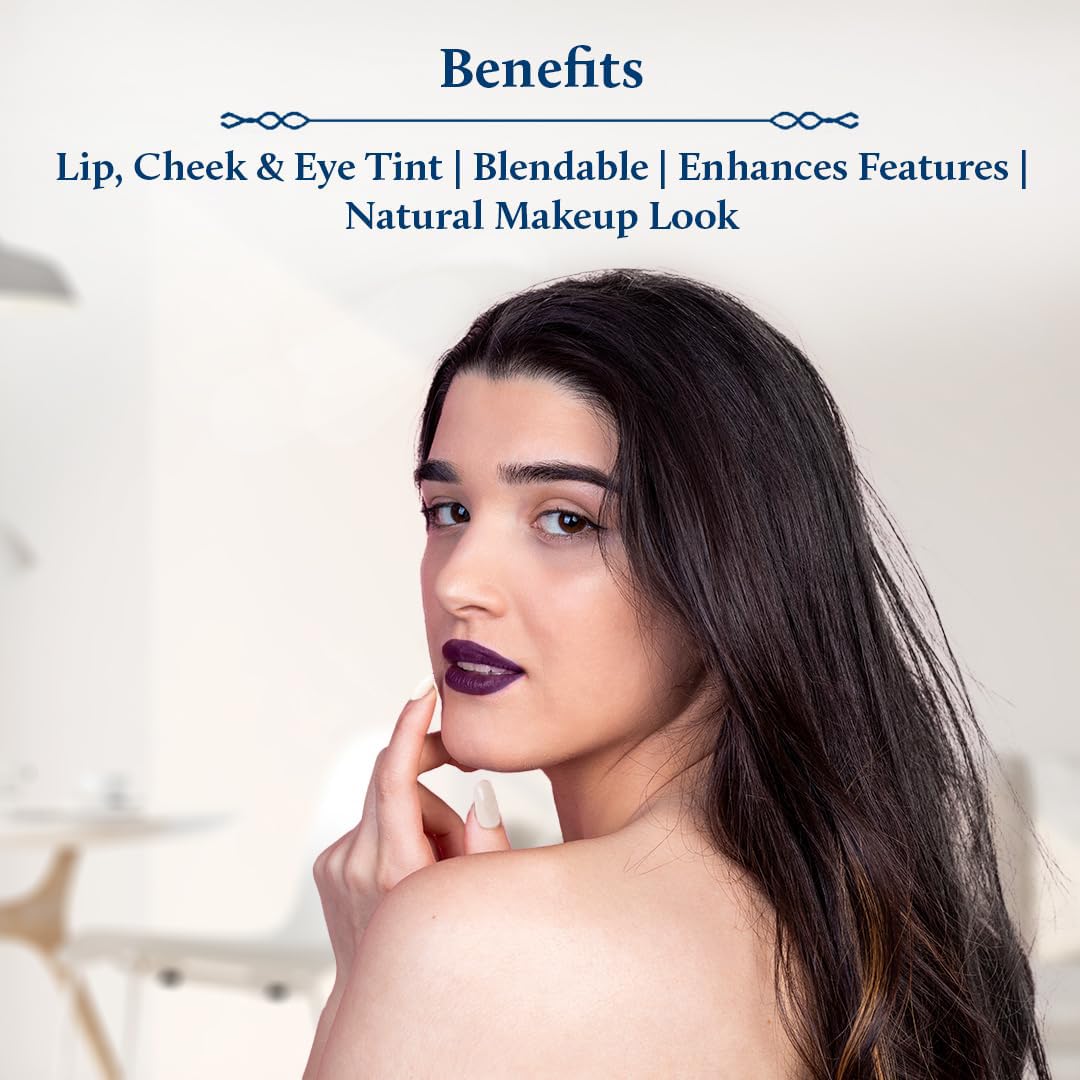 Blue Nectar Lip Tint Stain for Luscious Tinted Lips | Natural Blackberry Lip Moisturizer for Dry Skin | Organic Lip, Cheek & Eye Tint (0.35 Oz)