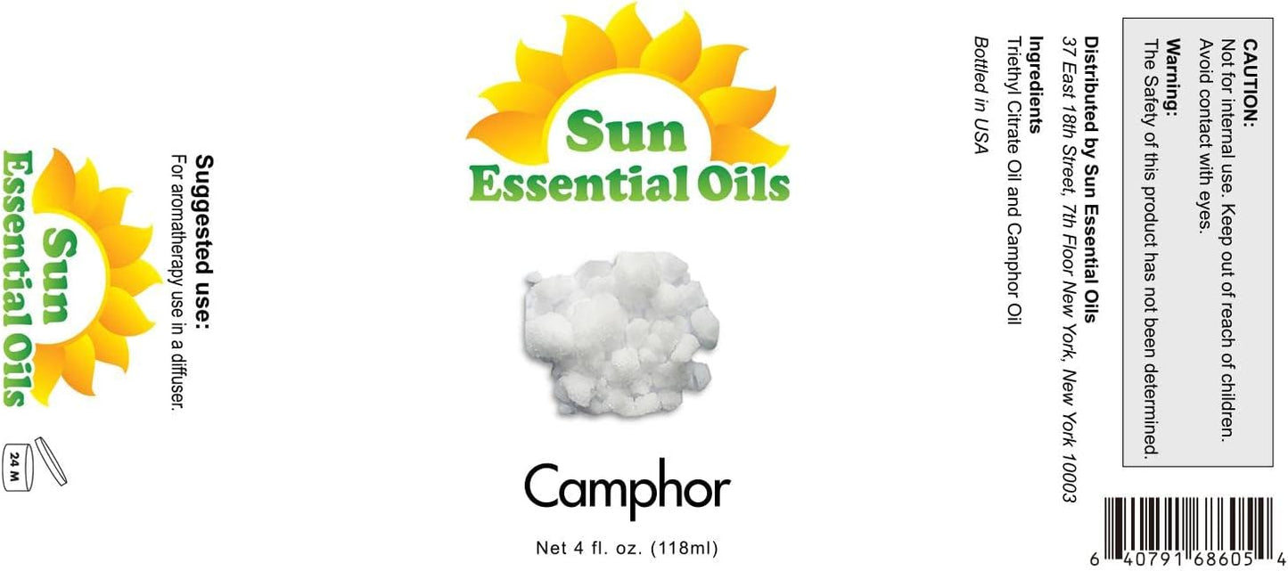 Sun Essential Oils Camphor Essential Oil 4 Fl Oz - Aromatherapy Camphor Oil for Diffuser (Pack of 1)
