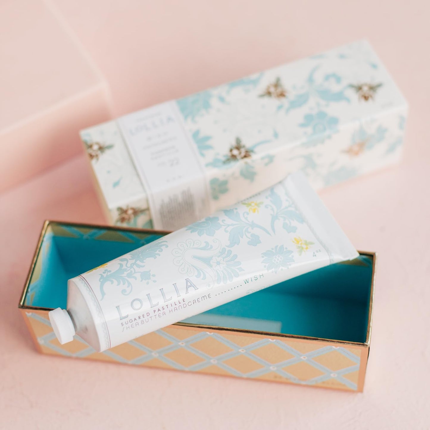 LOLLIA Handcreme, 4 oz Wish Scented Hand Cream for Women, Moisturizing Hand Lotion for Dry Hands, Shea Butter & Cocoa Butter, Quick Absorbing Lotion