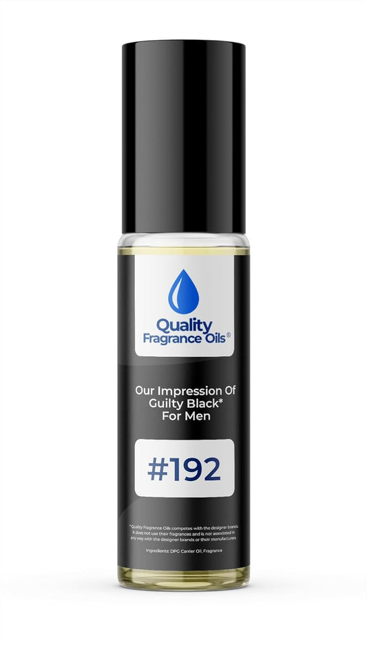 Quality Fragrance Oils' Guilty Black for Men Impression #192 | Long-Lasting Perfume Oil, Alcohol-Free, Strong Scent, 10ml Roll-On | Affordable Alternative to Designer Fragrances