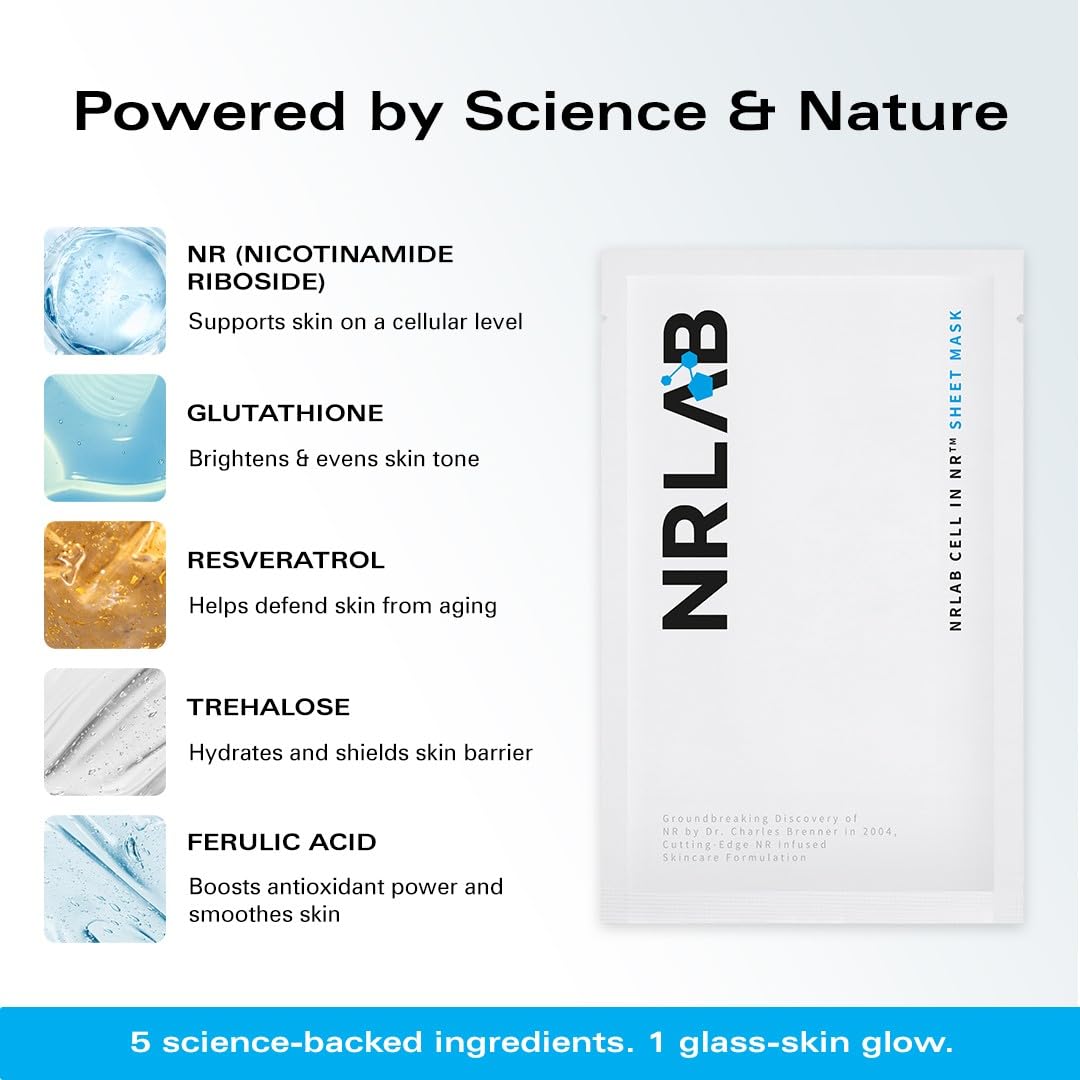 Korean Sheet Mask – Anti Aging Face Mask with NR, Antioxidants & Hydrating Serum – Moisturizing Face Masks Skincare Korean for Glass Skin, Radiance & Sun-Damaged Skin - 5 Mask Count