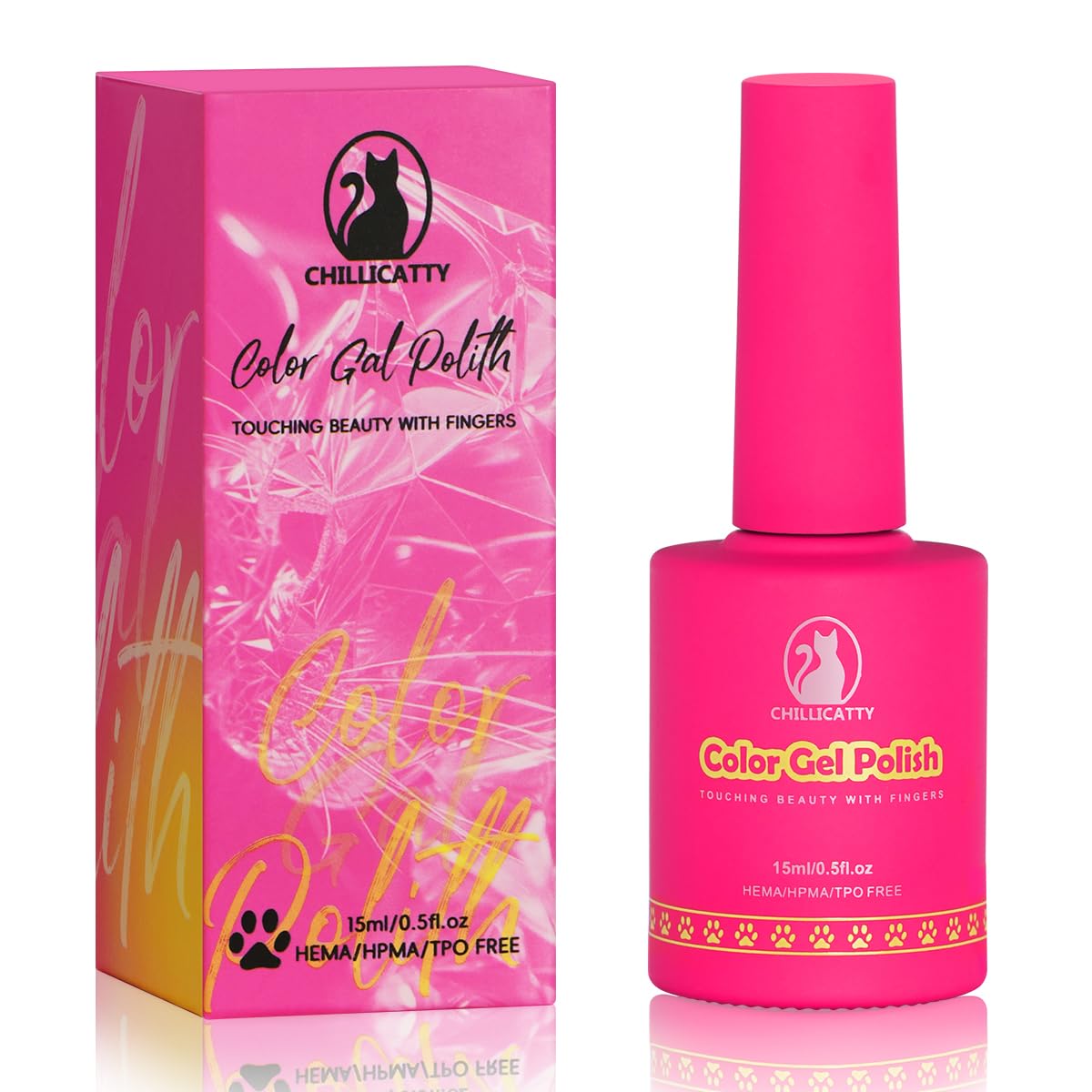 Holographic Glitter Gel Nail Polish, HEMA HPMA TPO Free, Pink Purple Sparkle Shimmer, Need UV Lamp Long Lasting Salon Perfect Gel Nail 15ML for Women (BJ-003)