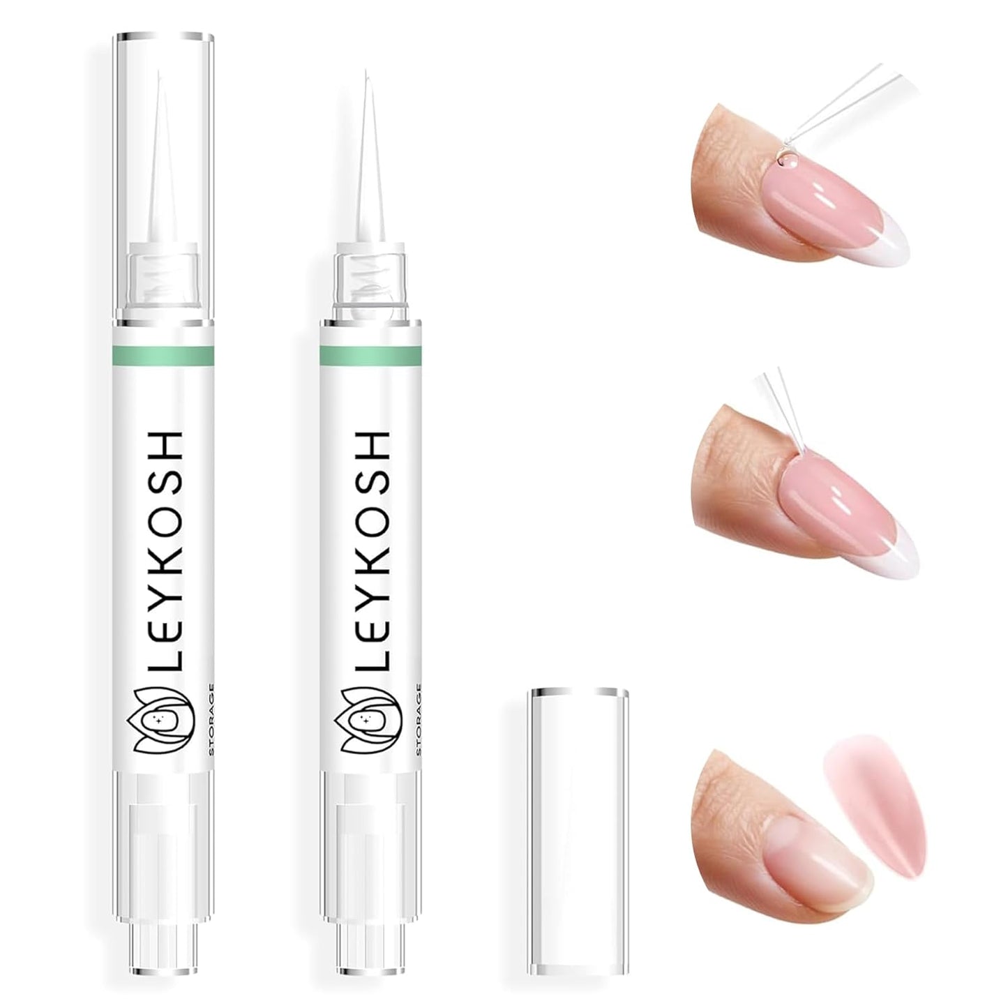 Nail Glue Remover for Press on Nails, 2025 Upgraded 2 In 1 Stick & Remover Pen Design, Not for Gel Polish Base Coat, Quick Gentle Removal Fake Nail Tips Press Ons, 2pcs*5ml