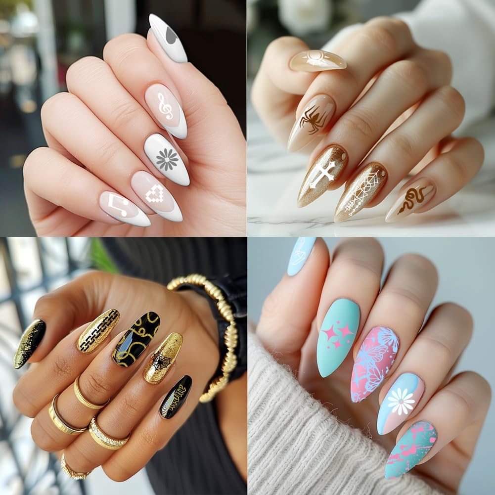 3Pcs Punk Nail Stamping Plate Set Snake Heart Nail Stamping Templates French Line Tip Nail Plates Flames Star Stainless Steel DIY Reusable Tools with Stamper Scraper for Manicure Printing