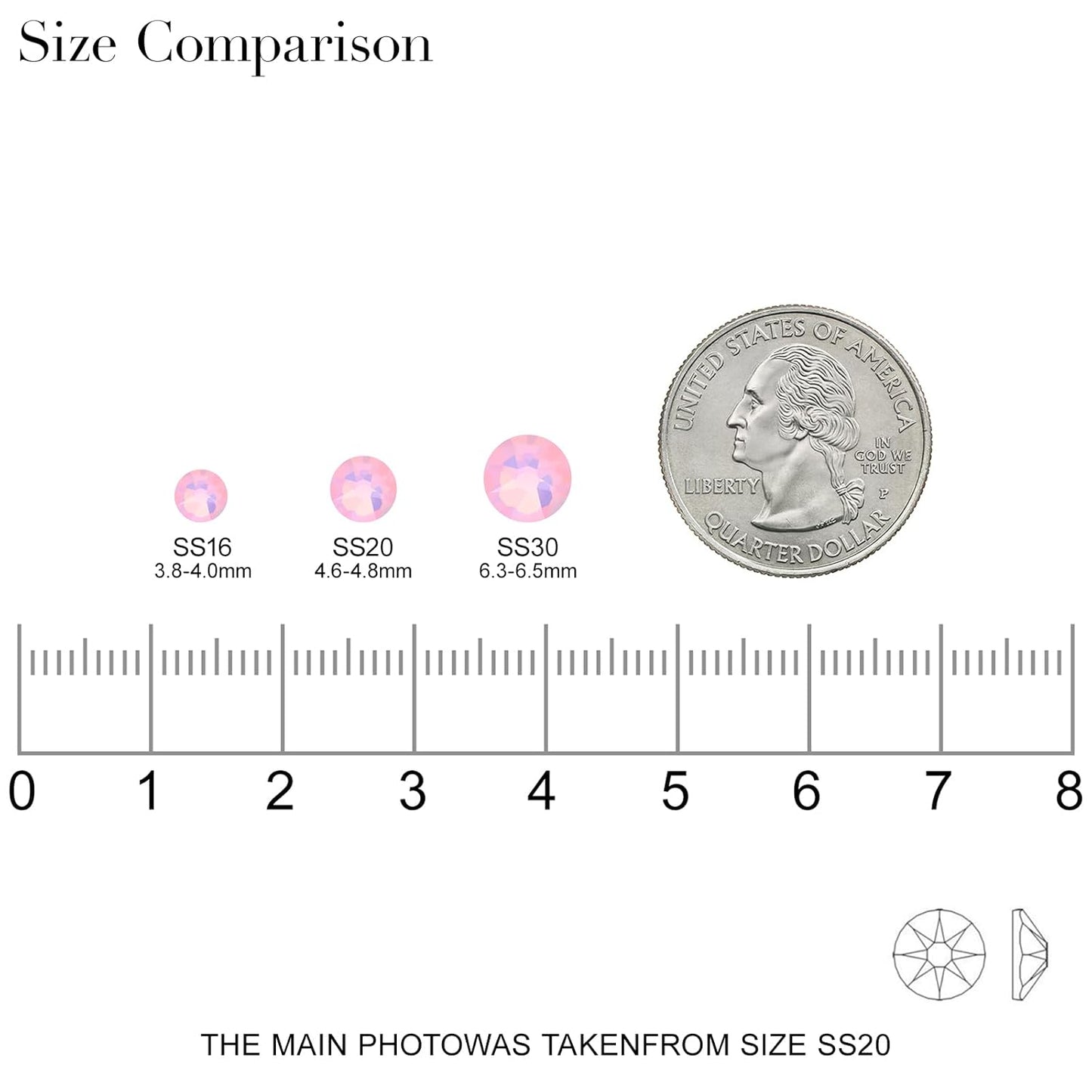 Novani Pink Opal Rhinestones 1440pcs Flat Back Round Rhinestone Style 2088 Sparkly Crystal Gemstones for Nail Art and Crafting SS16,3.8-4.0mm