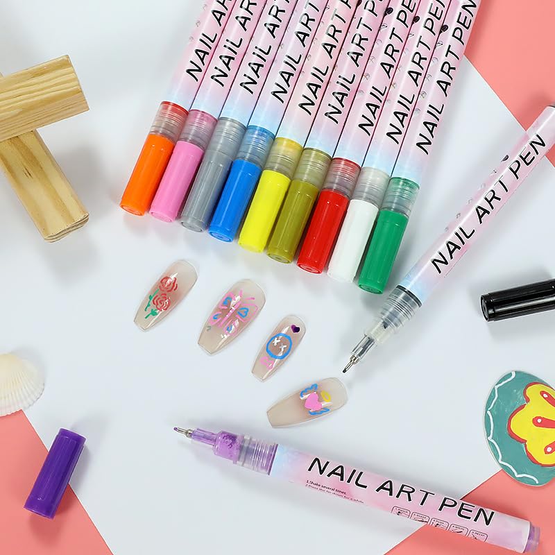 Nail Polish Pen, 1 PCS Nail Art Pen, Nail Pencil, DIY Drawing Painting Pen, for Nails DIY (Pink 0.5mm)