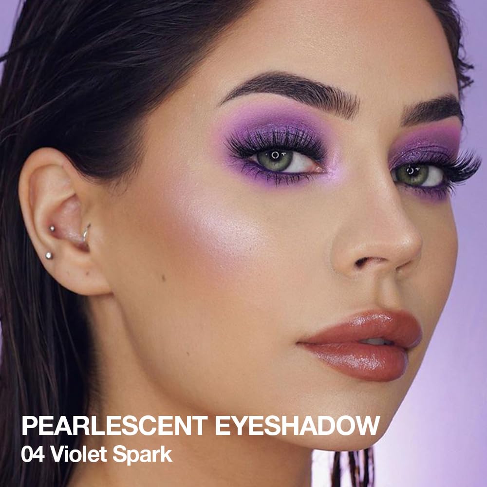 BINGBRUSH Glitter Eyeshadow Stick & Eyeliner Pencil, 4-in-1 Metallic Shimmer Cream Eyeshadow, Long-Lasting Waterproof Eye Brightener, Highly Pigmented Eye Makeup, Easily Blendable(#04-Violet Spark)