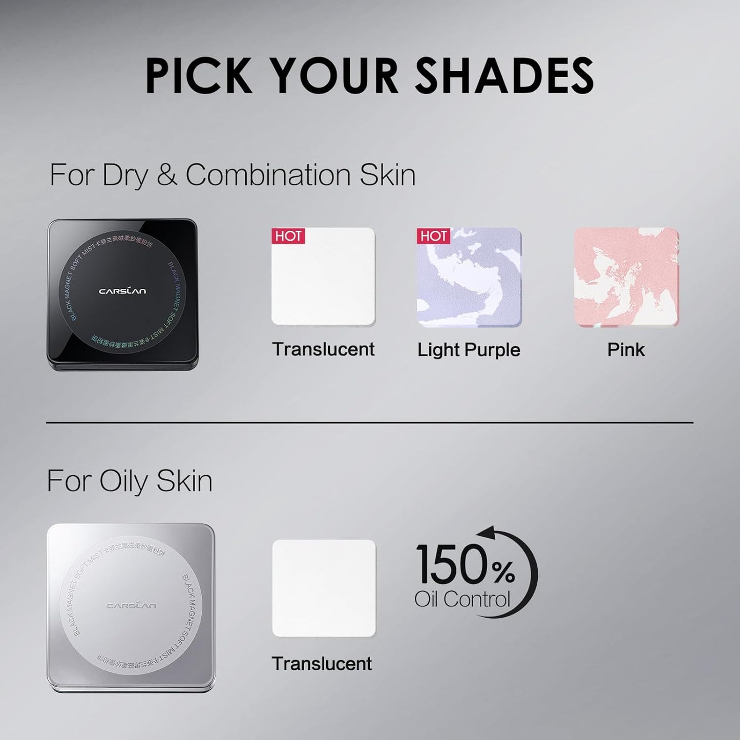 Waterproof Face Pressed Powder Compact, 24H Longlasting Oil Control Pressed Setting Powder Talc-Free Makeup, Shine Free, Poreless, Smooth, 04 Pink for dry&com skin (0.28Oz)