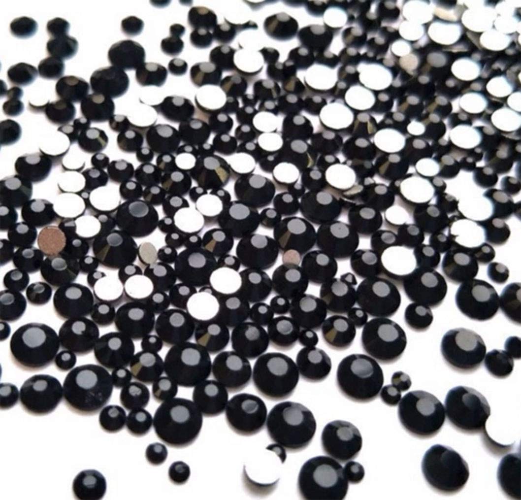 Rhinestones flat back gems round DIY decorative Nail Face and apparel accessories ss3-20 mix size(4320pcs black)