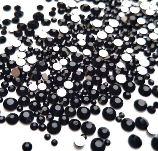 Rhinestones flat back gems round DIY decorative Nail Face and apparel accessories ss3-20 mix size(4320pcs black)