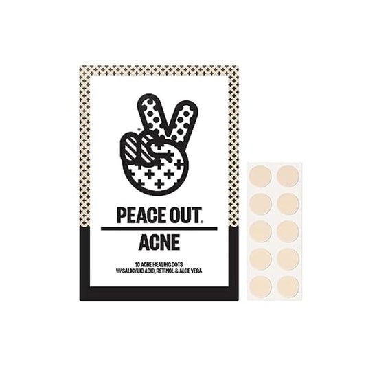 PEACE OUT Acne Healing Dots Helps Clear Blemishes Overnight, Fast Acting Hydrocolloid Pimple Patches for Breakouts with Salicylic Acid, Retinol and Aloe Vera, Award Winning Skincare Solution 10 Count