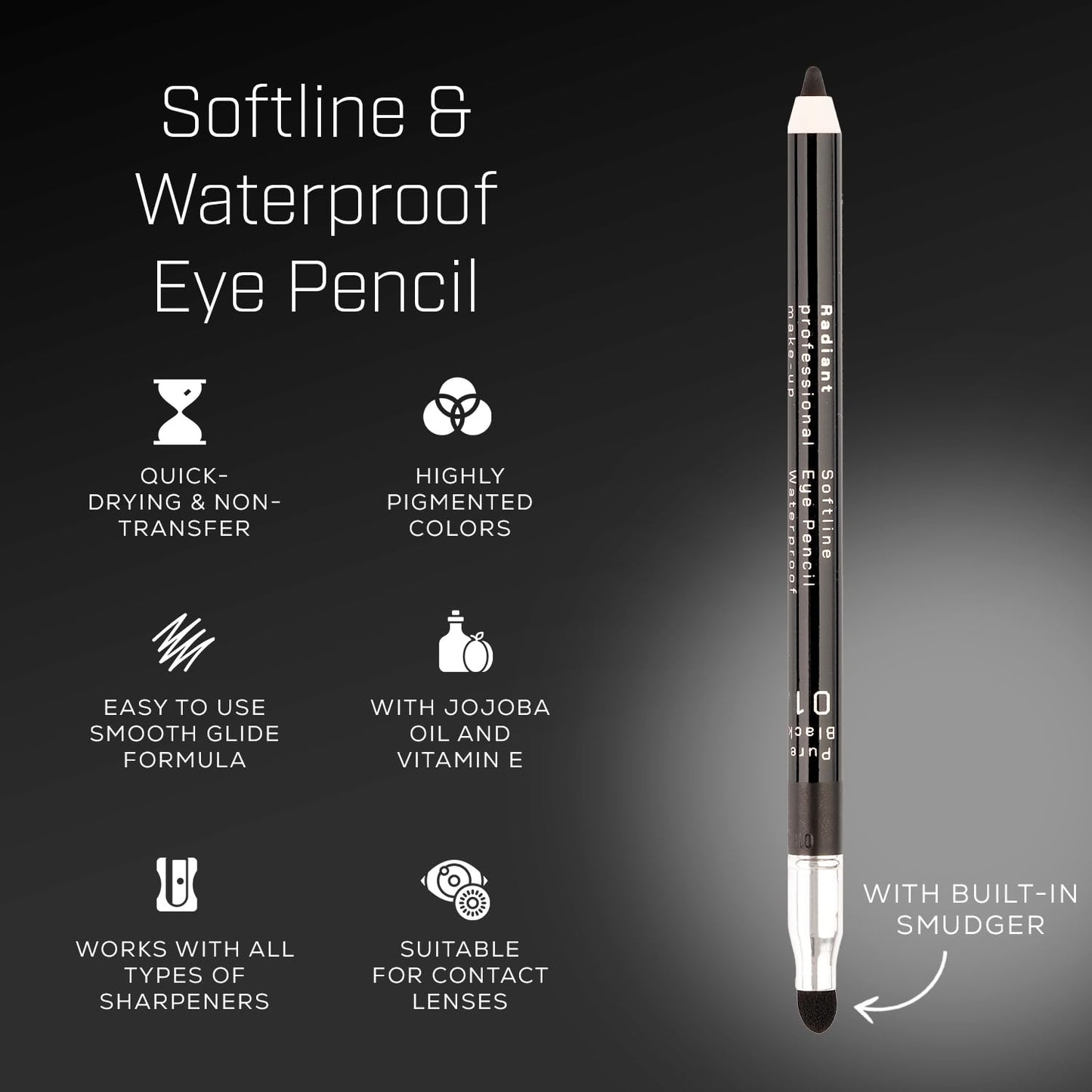Radiant Professional Waterproof Eyeliner Pencil - Eyeliner Waterproof Smudge Proof for Woman - Long Lasting Under Eye Pencil for Smoky Eye - Soft Waterline Eye liner Smudger Tool, Dark Brown (31)