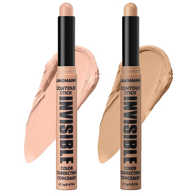 LANGMANNI Multi-Use Face Contour Stick,Highlighter & Concealer Stick, Combo Use For Correcting Color Balancing (#05+#06 Apricot+Natural)