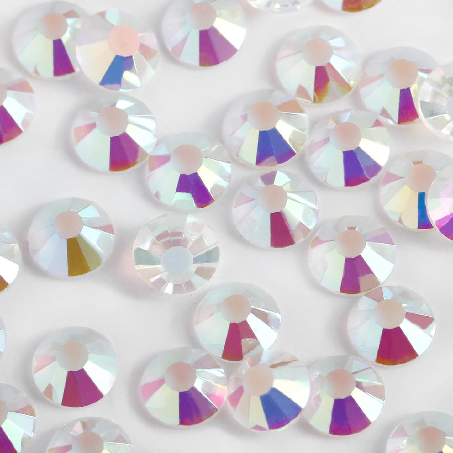 400PCS SS30 Flatback Rhinestones | 12-Facet Diamond-Cut Glass Gems for Nail Art, Clothing, DIY Crafts |Glue-On Decoration Stones with Silver Backing(Transparent AB)