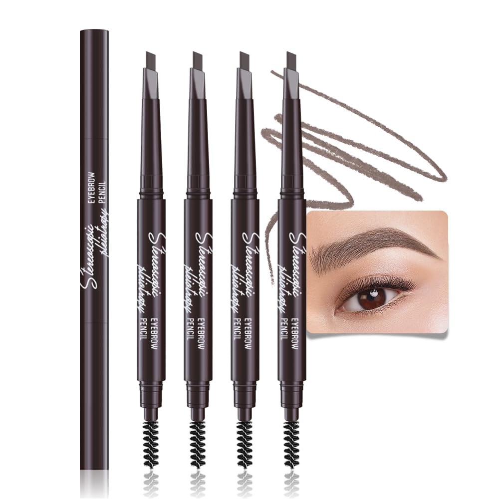 Eye Brow Pencils for Women, Retractable Soft Brown Eyebrow Pencil with Brow Brush for Eye Makeup, Ultimate Thin Definer Pencils, Fine Tip lapiz de cejas-Dark Brown