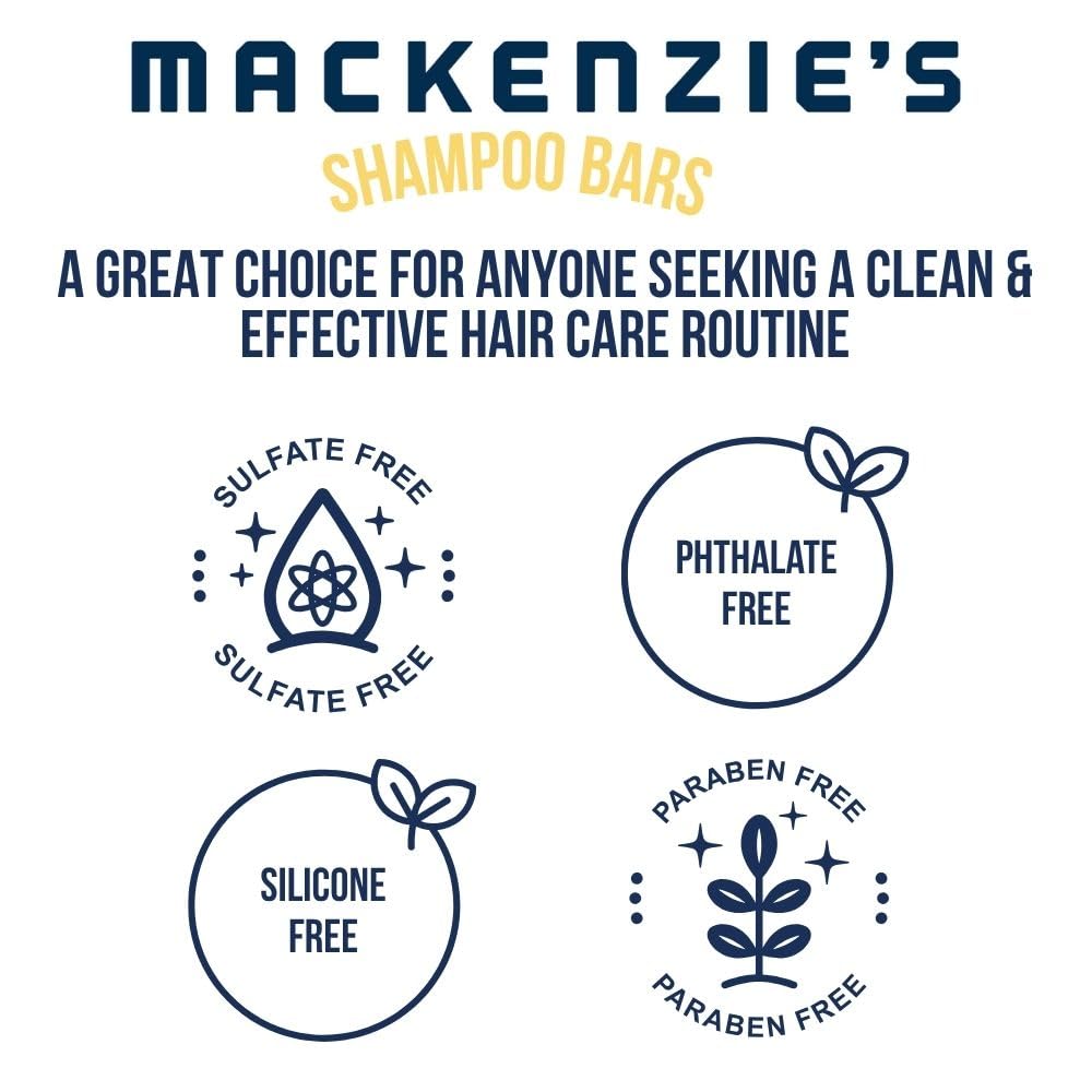 MACKENZIE'S Sand & Sea Shampoo Bar - Gifts for Fishermen - Vegan - Sulfate-Free - Eco Friendly - Zero Waste - Reusable Packaging with Travel Container - 3.5 OZ