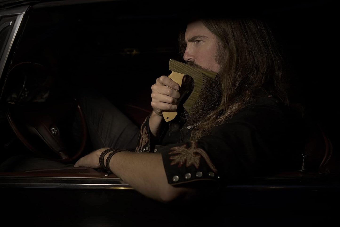 THE BEARDED AXE BEARD COMB | Original | Green Sandalwood/Boxwood | Artisan Crafted & Handmade