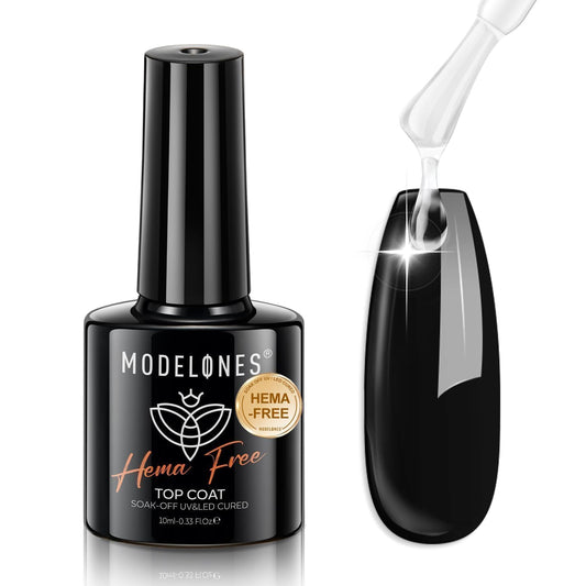 modelones Gel Nail Polish Top Coat, Hema-Free No Wipe Top Coat Hypoallergenic Gel Long Lasting Clear Glossy for Nails Protect, U V/LED Needed for Home DIY and Summer Solon Girls Woman Manicure