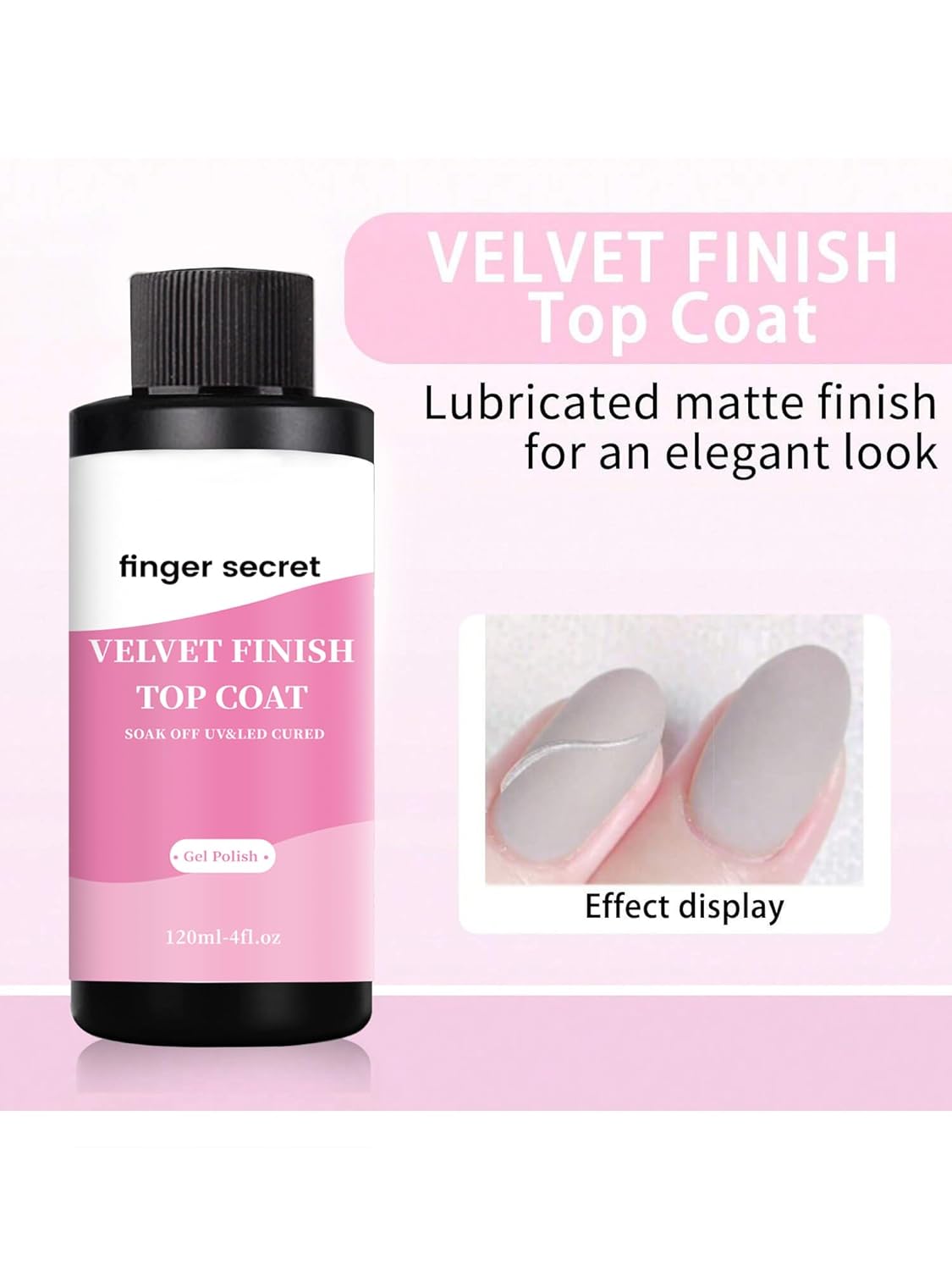 Velvet Finish Top Coat, 120ml/4fl.ozt, Gel Polish Nail Polish for Nail Art Manicure DIY