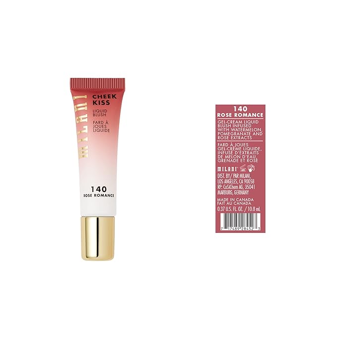 Milani Cheek Kiss Liquid Blush Makeup - Blendable & Buildable Cheek Blush, Lightweight Liquid Blusher and Cheek Color (Rose Romance)
