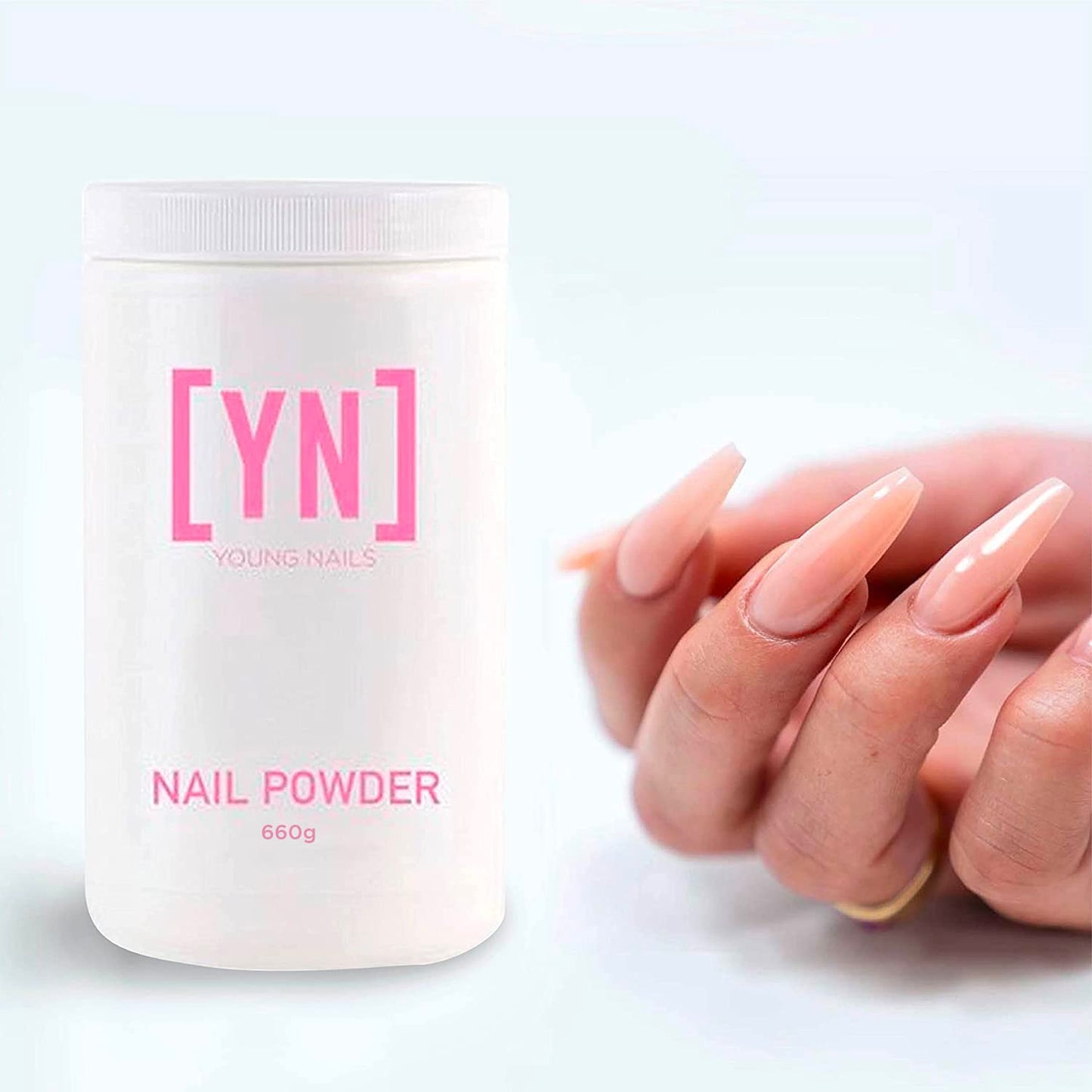 Young Nails Acrylic Core Powder - Self-Leveling Acrylic Nail Powder, Clear Nude Pink White Acrylic Powder for Nail Extenstion, Professional Grade, Superior Adhesion, Color - French Pink, 660g