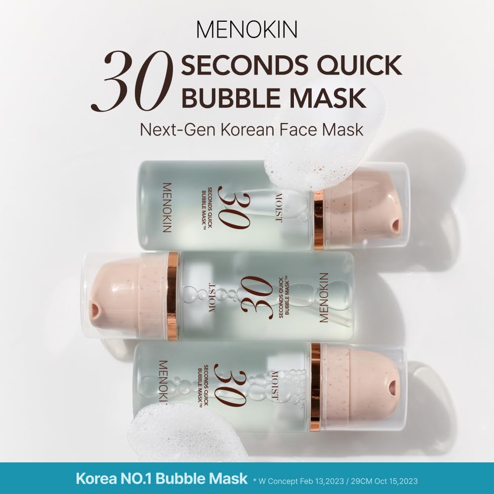 MENOKIN 30 Seconds Quick Bubble Mask [MOIST] - [Hyaluronic Acid] in Micro-bubbles, 8 Types for 96% Moisture Improvement, Deep Hydration, Niacinamide, Korean Skin Care Essential, 70 Uses, 3.21 fl.oz