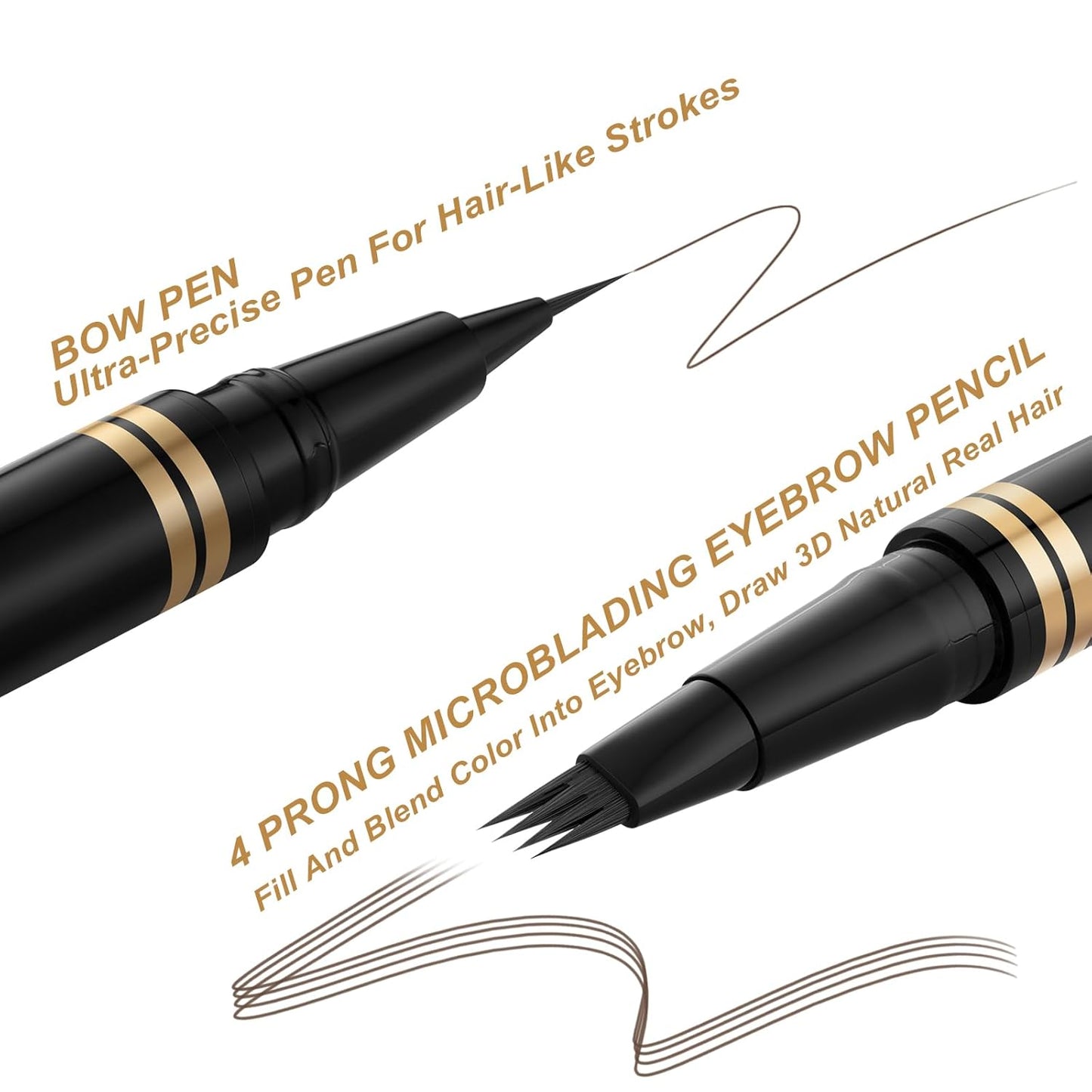 Eyebrow Pen,2-in-1 Waterproof Eyebrow Pencil with 4 Tip Microblading Brow Pen and Ultra-Precise Brow Pencil,with Dual-ended Eyebrow Brush,Eyebrow Makeup for Natural Looking - Dark Brunette