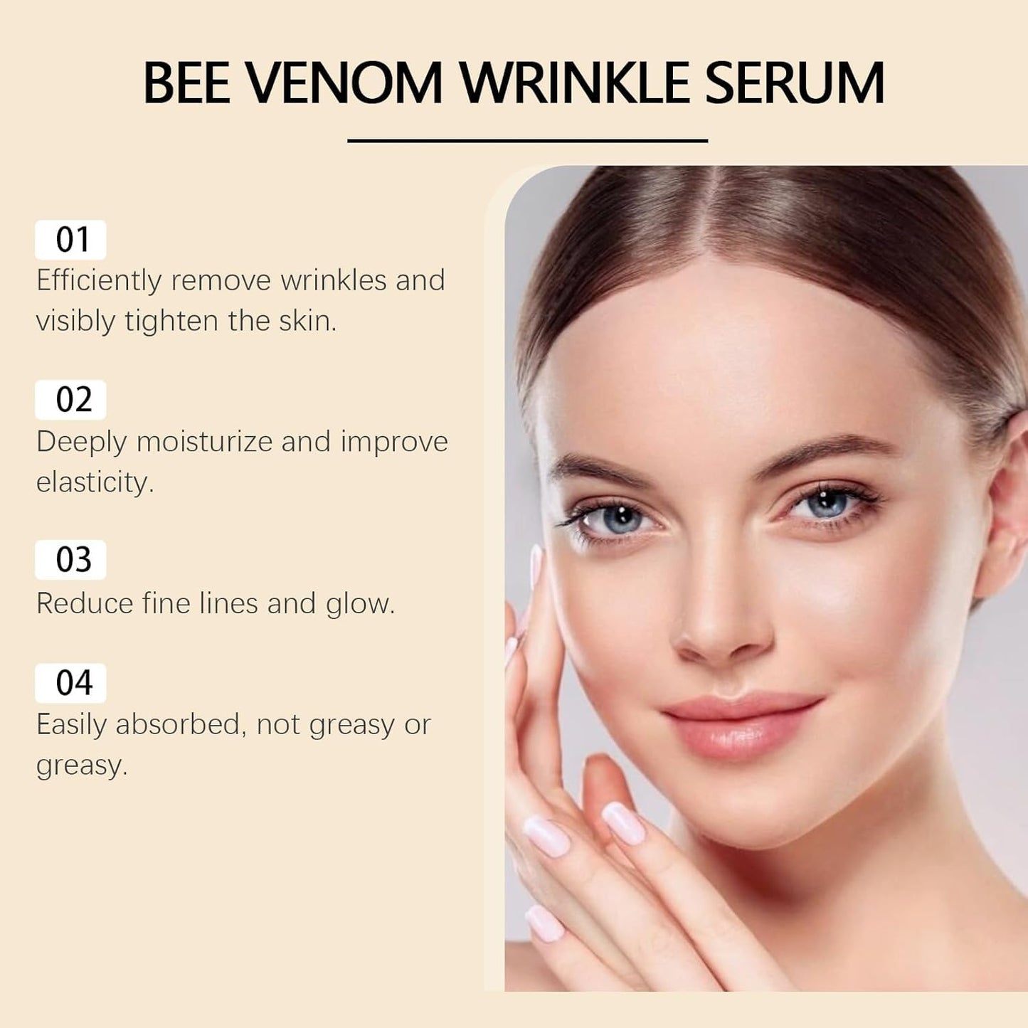 Bee Venom Wrinkle Removal Cream, Anti-Aging, Restore and Enhance Skin Elasticity, Natural and Non-Irritating, Suitable for Sensitive, Dry, Oily Skin