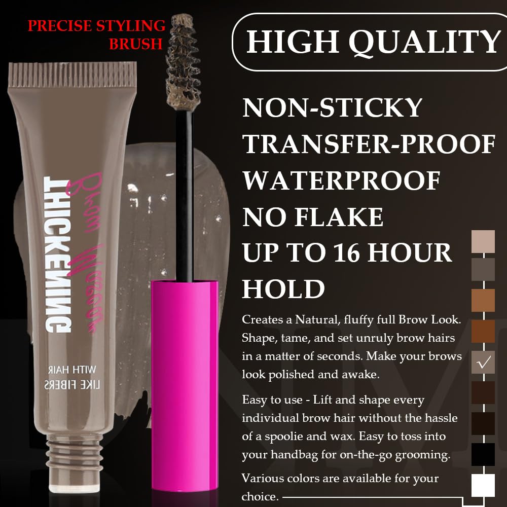 Kaely Thickening Brow Mascara,Tinted Eyebrow Gel Waterproof,Eyebrow Color Makeup,Brow Fast Sculpt,Vegan,Cruelty Free,maquillaje gel para cejas a prueba de agua,05 Cool Ash Brown