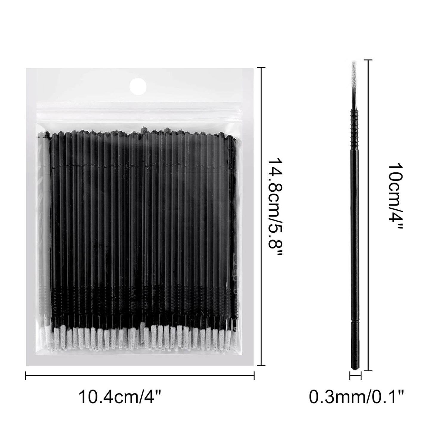 200PCS Micro Applicators Brushes Mini Cotton Swabs Remove Grafted Eyelash Glue Dedicated Brush Disposable Microswabs for Eyelash Extensions Make up and Lash Clean and Personal Care (Black 1)