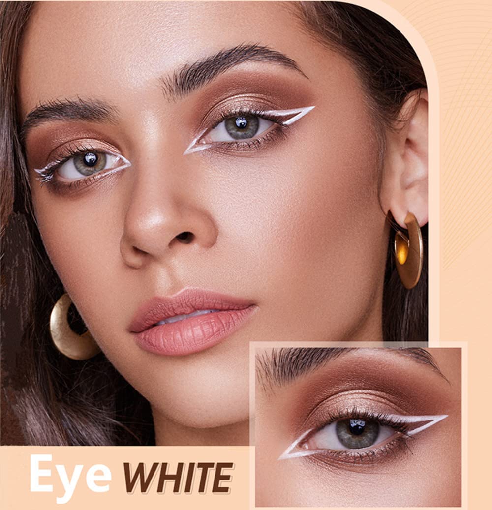 Go Ho 12 PCS White Eyebrow Eyeliner Pencils,White Eyeshadow Makeup Pen,Sweatproof Eye Highlighter Makeup Pencil,Long-lasting Nice Color Eye Brow Gel Pen,Brow Tint Sticks（White）