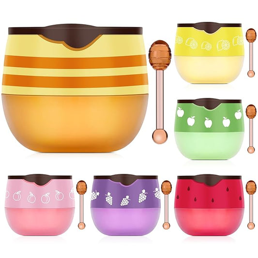 DMSKY 6 PCS Bee Lip Balm Honey Pot, Propolis Lip Mask Overnight, Moisturizing Hydrating Lip Sleeping Mask Prevention Dry and Cracked, Reduce Lip Lines