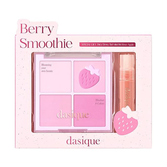 Dasique Blending Mood Cheek Special Edition #06 Berry Smoothie with FREE Juicy Dewy Tint Mini #06 Rose Apple | 4 Blendable Shades in Lightweight Smooth Powder | Korean Makeup