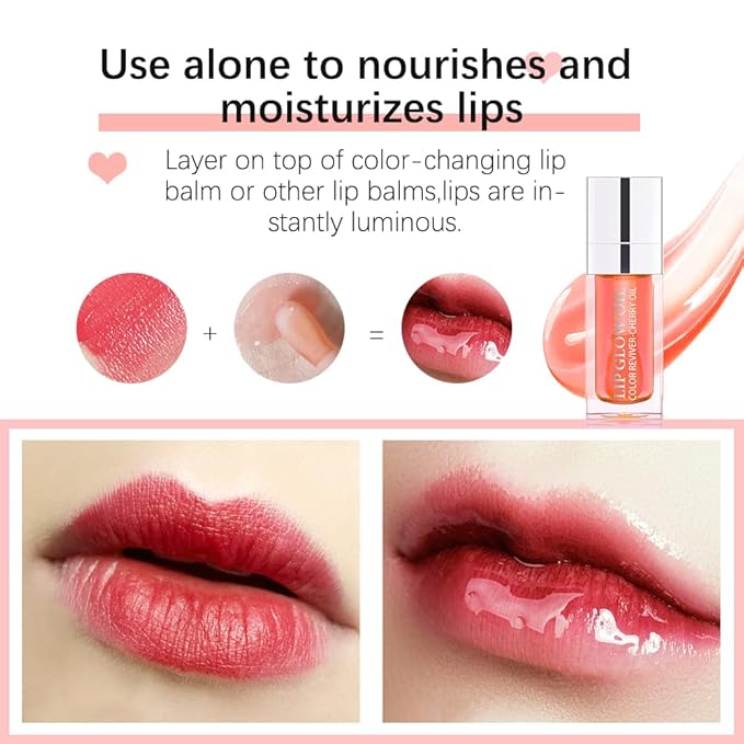 Moisturizing Lip Oil,No-Sticky Lip Gloss Lip Balm Lip Care,Fruit Flavoured Lip Oil For Dry Lip's Moisturizing Hydrating And Nourishing (017#ALOE) 0.2 OZ
