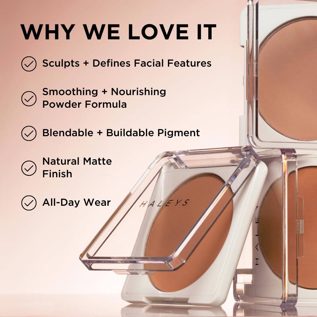 HALEYS Re-sculpt Smoothing Contour Powder (Medium) Lightweight, Non-Caking, Nourishing & Skin-Softening, Infused with Shea Butter & Chamomile Flower Water to Soothe Skin