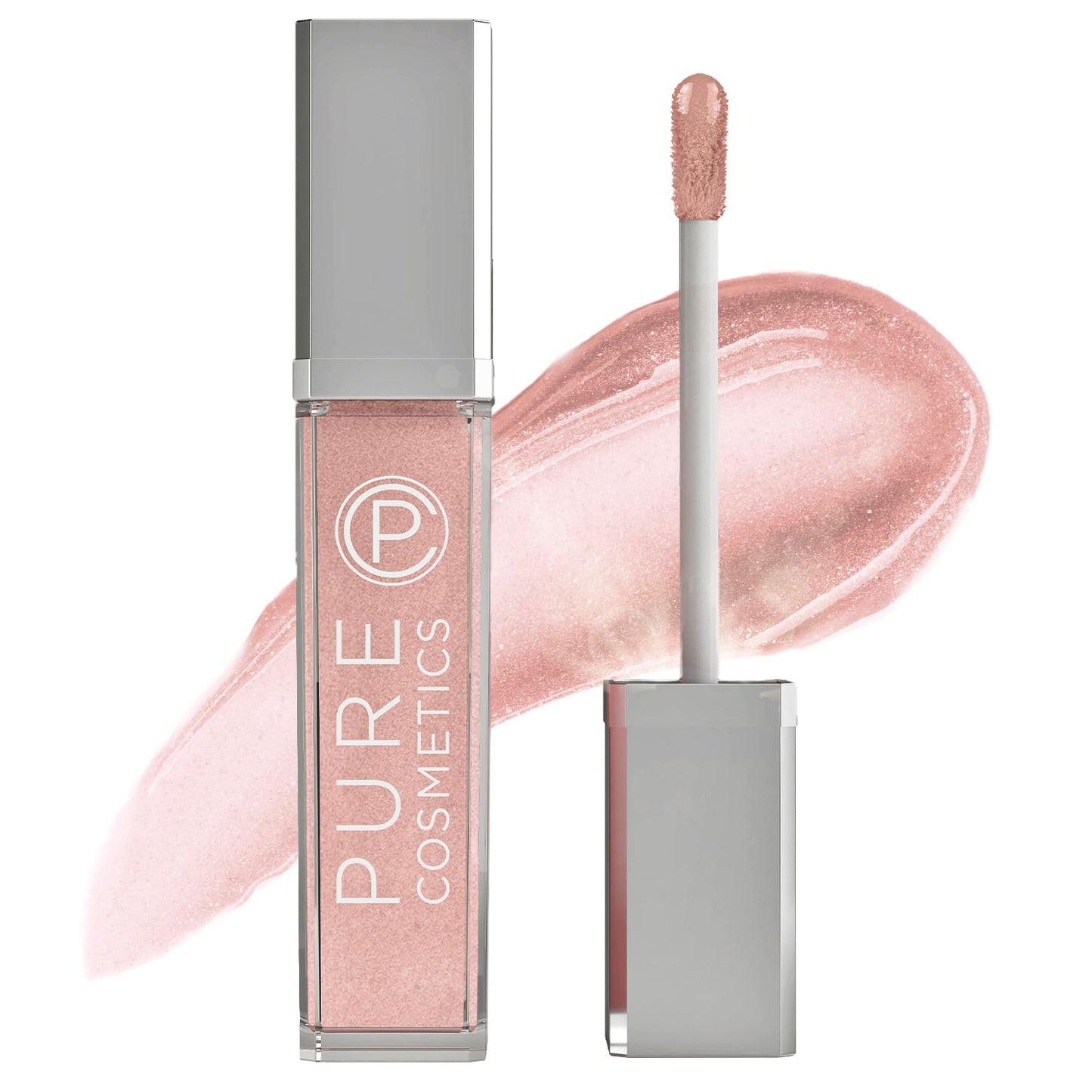Pure Cosmetics Pure Illumination Lip Gloss - LED-lit Applicator w/Side Mirror - Non-Sticky, Moisturizing & Hydrating Lip Glosses - Soothes & Protects Dry Chapped Lips (Nude Beach)