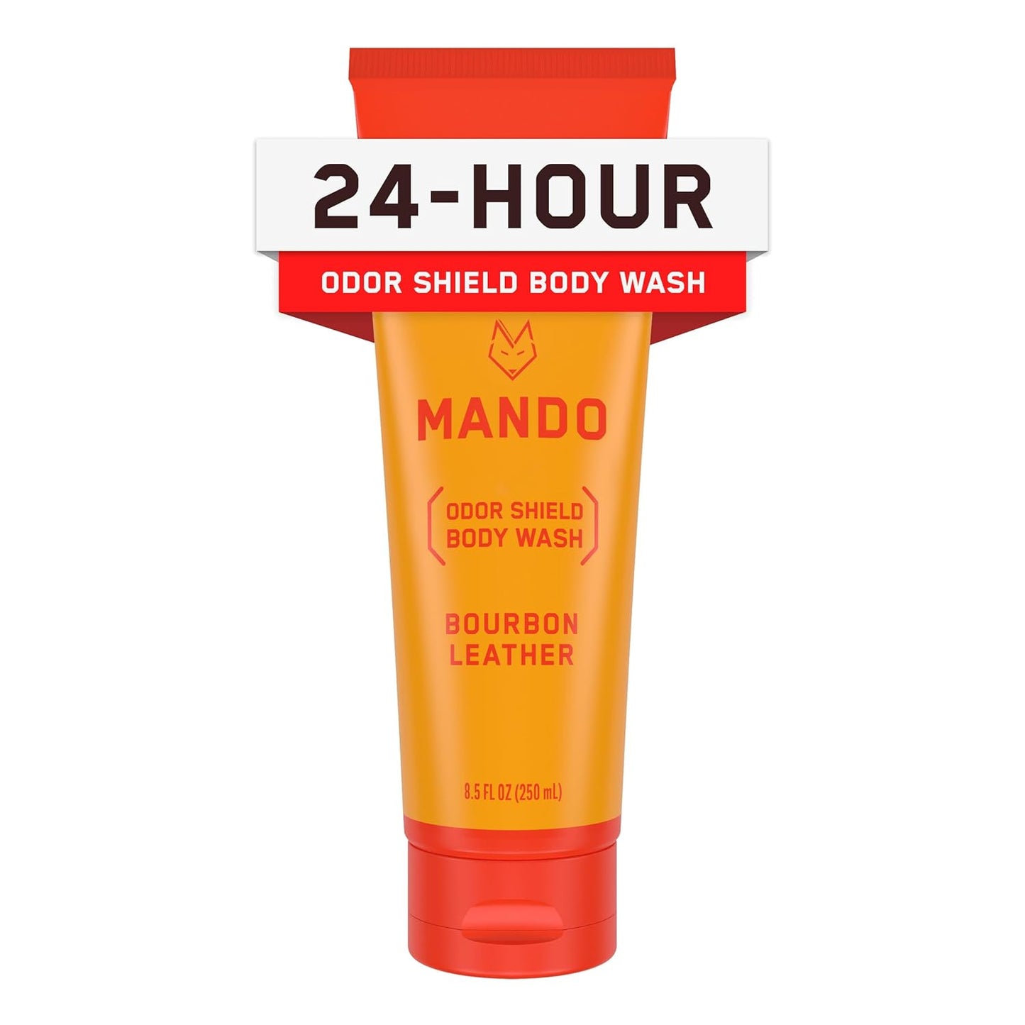 Mando Odor Shield Body Wash - 24 Hour Control - Removes Odor Better than Soap - SLS and Paraben Free, Skin Safe - 8.5 Ounce (Bourbon Leather)