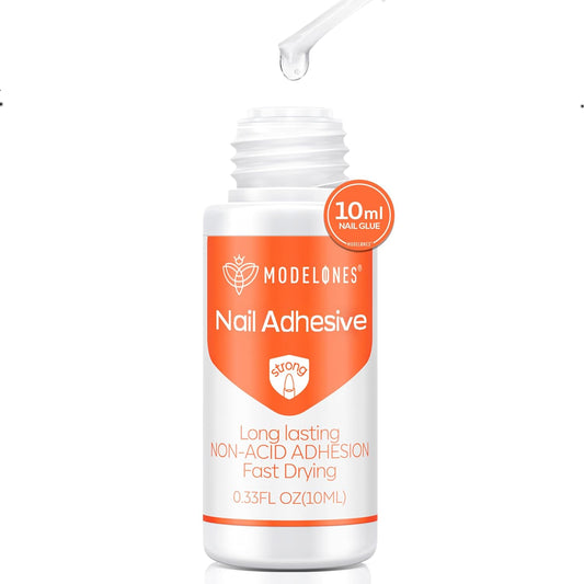 Modelones Nail Glue for Press Ons, Press On Nails and Acrylic Nails, 10 ML Super Strong Long Lasting Gel Nail Glue for Nail Tips, Upgrade Safety Non-Acid Non-Toxic, No need LED Lamp