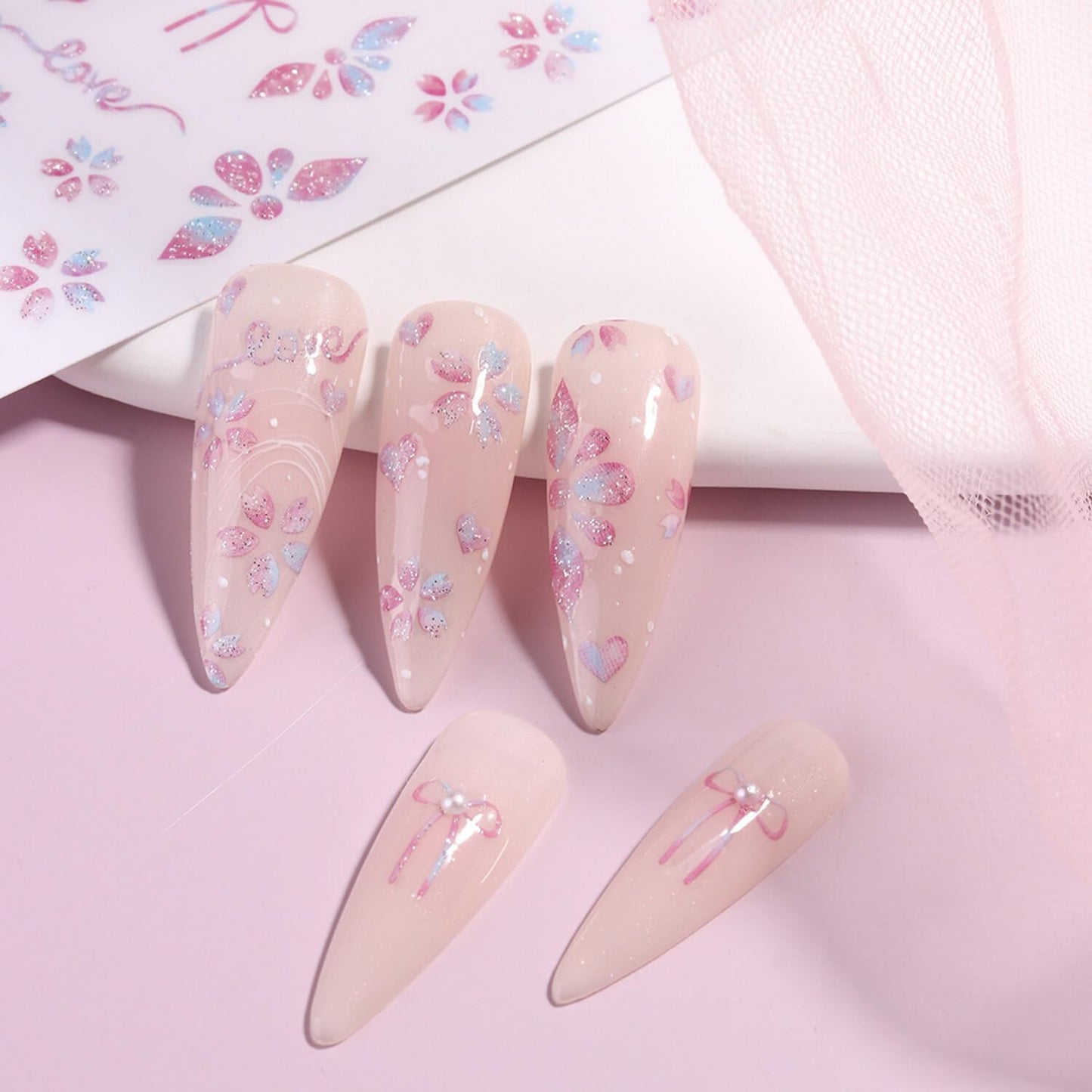 Stickers para Uñas Nail Stickers Self-Adhesive Sticker para Uñas Colorful 3D Flower Calcomanías Floral Nail Stickers Art Design Accessories Hight Quality 7 Sheets