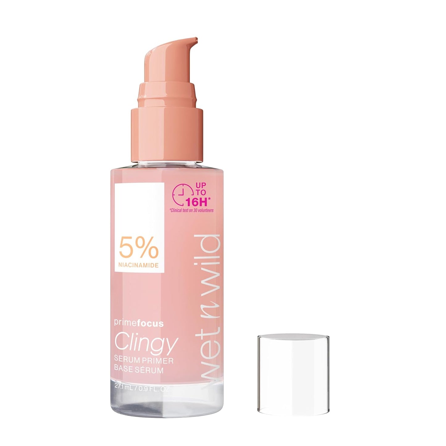 wet n wild Prime Focus Clingy Serum Primer, Hydrating & Brightening with 5% Niacinamide & 8% Glycerin, Long-Lasting 16-Hour Wear, Dewy Finish Skin-Enhancing Formula, Cruelty-Free