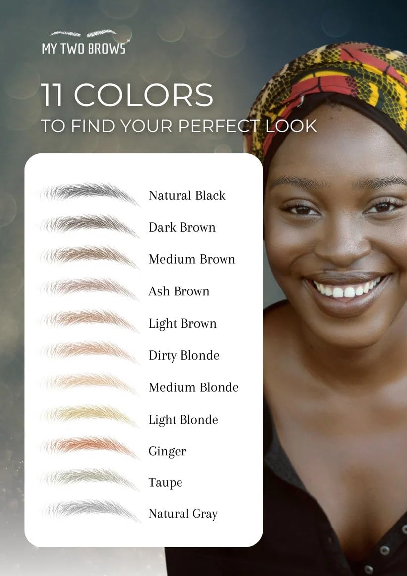 (10 pairs) Ash Brown Temporary Eyebrow Tattoo - Medium Size - Waterproof & Smudgeproof - Everyday Brow Style Eyebrow Stickers - Sheet Lasts up to 30 Days - Won't Work on Existing Brows