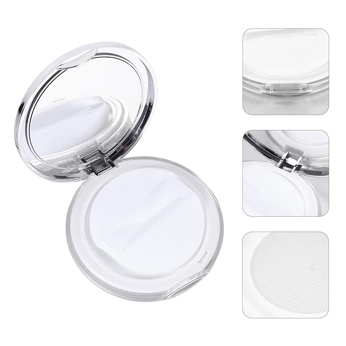 Powder Container 2pcs Loose Powder Containers with Elasticated Net Sifter, Mirror and Puff 5g Loose Powder Compact Case Case for DIY Makeup and Travel (Sliver) Powder Puff